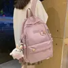 Backpack Small Label Moda Moda Solid Color Student Mulheres Mochilas Pingente Pingente Teenage Girl School School Besign Bag