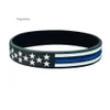 USA Blue Line American Flag Bracelets Silikonowa opaska na rękę 0418