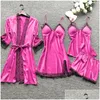 Dames slaapkleding dames zijden dames nachtdress kanten jurk robe pyjama's satijn ondergoed voor fl erage nalatige lingerie y drop deli dhzdy