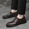 Chaussures décontractées Lacet Up Up Great Le cuir respirant hommes Black Black Luxury Brands Oxfords Forme