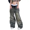 Women's Jeans Xingqing Cyber Y2k Women Gothic Print Zipper Low Waist Baggy Demin Pants 2000s Aesthetic Trousers Emo Style Streetwear