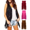 Damesvesten Women Cardigan Tassel Fringed Vintage Western Cowboy Cosplay jas hippie mouwloze podium Performance Role Play Lady Waistcoat