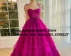 Party Dresses Sexy Fuchsia Prom Straps Sweetheart Floor Length Ruffled Skirt Tulle Evening Gown Birthday Dress