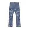 Retro Hole Ripped Distressed Jeans for Men Straight Washed Harajuku Hip Hop Loose Denim Trousers Vibe Style Casual Jean Pants 240412