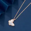 Designer Brand Van Glod New Butterfly Small Double sided Female White Fritillaria Pendant Simple and Luxury Versatile Collar Chain