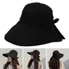 Breda randen hattar utomhus kvinnor fällbart UV -skydd Visor Panama Hat Beach Cap Bucket Sun