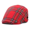 M2GK Berets 2022 Four Seasons Fashion Joker Cotton Plaid Newsboy Caps Men Flat Paped Cap Women Painter Beret Hats 04 D240418