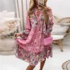 Basis Casual jurken Bloemjurk voor vrouwen 2024 Lente zomer Oversize Elegante lange mouw Casual jurken Vrouw los Boheemse strandvakantie Desse