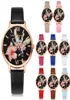 Kobiety Watch Flower Fashion Skórzany zespół Analog kwarcowy okrągłe zegarki na nadgarstki LP Luksusowa bransoletka cyfrowa relogio feminino saat prezent 9709920