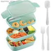 Bento Boxes Lunchbox 3 Schichten All-in-One-Bento-Box mit Utensil Set Leckdofter Bento-Box zum Speisen aus dem Out Arbeit Picknick L49