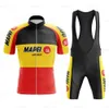 Block Mapei Retro Cycling Jersey Set Classical Bicycle Suit Bike Summer Summer Men Bib Shorts Vêtements Por Team Mens Bike 240419