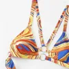 Women's Swimwear Sexy Print Bikini Bandage Rings High Cut Swimsuit One-Piece Micro Monokini Women Beach Outfit Bikinis Bathing Suit