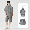 Set Herren Sommerstil mit Kapuzen mit kurzärärmeten T-Shirt-Shorts für Teenager Sportarten