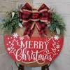 Decorative Flowers Christmas Front Door Decor Wreath Hanging Sign Decorations Hanger Wooden Holiday For