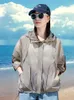 Jackets femininos ao ar livre roupas esportivas roupas femininas leves protetores protetores de verão tampas curtas com capuz casacos soltos