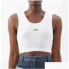 Kvinnors tankar Camis Womens anagram-utbredda bomullsblandning Tank Topp Shorts Designer T Shirts Suit Sticked Femme Croped Jersey Ladi Dhxln