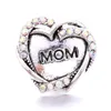 Charms Heart Mom Love Rhinestone Snap Button 여성 보석 발견 18mm 금속 스냅 버튼 DIY 팔찌 주얼리 도매 낙하 DH8OG