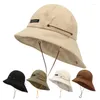 Berets Hals Eimer Hut Männer Frauen Sommer Outdoor Camping Draw String Basin Japanische Breitschild Sonnenschirm Casual Sonnenschutzmittel