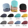 R4N3 Bérets Spring Autumn Berets Hat Hen Men de tricot-tricot Visor Cap Casual Fashion Femmes Béret Solide jaune bleu PAPE PAPE PLAT CAP DUCK BILL D240418