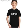 T-shirts Intressant brev tryckt barnkläder klädrock baby kläder förskola flickor pojkar t-shirt mode sommar barn t-shirt topp q240418