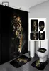 Czarne tygrysy Zwierzęta drukowane zasłona prysznicowa zestaw łazienki kąpiel kąpiel antislip toaleta pokrywka dywan dywanika kuchnia wystrój domu 26504614
