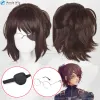 Wigs Cosplay Wigs 35cm Hange Zoe Cosplay Attack on Titan Final Season 4 Hange Zoe Wig Dark Brown Hair Eye Mask Heat Resistant Anime Wig