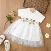 Robes de fille robe de bébé d'été petite broderie 3D fleur en maille tricotée de princesse en tricot de fête d'anniversaire