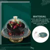 Dinnerware Sets 1 Set Ceramic Cake Stand With Glass Cover Dome Cloche Display Lid And Cupcake Holder For