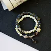 High cost performance creative new Chinese style double circle ceramic girl bracelet ethnic style artistic fashion bracelet accessories
