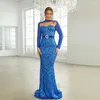 Casual Dresses Women 2024 Long Sleeve Sexy Cut Out Backless Elegant Blue Sequined Evening Party Wedding Cocktail Prom Maxi Dress