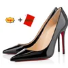 Top Women Shoes Sapatos Vermelhos Saltos Altos Sexy Pontos pontudos Red Sole 6cm 8cm 10cm 12 cm Bombas de vestido de noiva sapatos nus preto brilhante