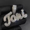 TopBling A-Z Custom Signature Letters Name Pendant Necklace Bling T Cubic Zircon Hip Hop 18k Real Gold Plated Jewelry284a