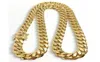 18k Gold Plated High Polished Cuban Link Necklace Men Punk 14mm Curb Chain Dragonbeard Clasp 24quot26quot28quot30quot7033110