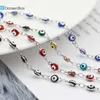 Bangle 304 Stainless Steel Religious Evil Eye Bracelet Enamel Beads Link Chain Bracelet For Women Men Turkish Jewelry Bangle 19.5cm1PCL240417