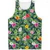 Męskie topy czołgowe Aloha Tropical Flower Graphic Top Men Summer 3D Printed Rośliny Kamizelka streetwear