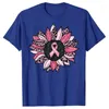 Frauen T-Shirts Sonnenblumen rosa Brustkrebsbewusstsein Frauen Krieger T-Shirt Grafisches T-Shirt für