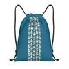 Sacos de compras vestido de flores menina azul drawstring mochila homens homens esportes sackpack portátil orla kiely saco saco