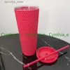 water bottle 2021 Starbucks Double CARBIE pink Tumblers Durian Laser Straw Cup Tumblers Mermaid Plastic Cold Water Coffee Cups Gift Mug304K L48