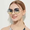 Okulary przeciwsłoneczne okrągłe kształt damski krawędź krawędzi przeciwsłoneczne okulary przeciwsłoneczne dla kobiet vintage retro