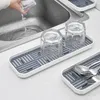 Conjuntos de teaware de drenagem Bandejas de toucha de panela de copo de cozinha de talheres de talheres de prato plástico secador de prato de drenagem rack
