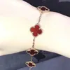 Designer 1to1 Bangle Luxury Jewelry 925 Pure Silver Fanjia Clover Five Flower Bracelet Plated with 18k Gold Natural White Fritillaria Red Agate Black Agate High Edit