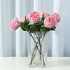 Decorative Flowers 6 Colors Rose Bouquet Artificial Flower Wedding Decor Scene Display Floral Gift Pink White Camellia Drop