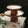 Figurines décoratives Isfriday High Stand Wooden Cake Plate Creative Aliments Création Plateau de service Eco Dessert Fruit Snack Frail Playor Home Decor