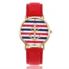 Orologi da polso anchor di barche di moda orologio da donna in pelle orologio di Ginevra Stripe casual donna orologio femminile relogio femminino