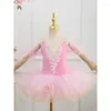 Vestido de dança de balé infantil para crianças, vestido de cisne suave, princesa Pengpeng, fantasia