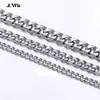 Cuban Link Chain Stainless Steel Necklace Waterproof 18 K Gold Plated Punk Men Women Black Silver color Jewelry DIY Accessories 240418