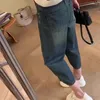 Jeans feminino Mulheres comprimento do tornozelo retro branqueado estilo americano high street cool garota diariamente versátil simples clássico lazer 2024