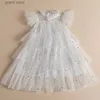 Robes de fille Sequin Princess Robe For Girls Christmas Ruffles Sleeve Tulle Casual Kids Vêtements 3 6 8 Yrs Birthday Vestido Summer Girls Robe