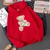 Street Lucky Teddy Bear Selfie Swag Girl Funny Sweatshirt Female Hipster Fleece Hoody Crewneck Hoodies Fashion Oversize Pullover Tops