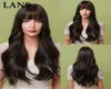 LANS Synthetic Hair Wigs Long Wavy Layered Brown To Blonde Ombre Wigs with Bangs Afro5018312